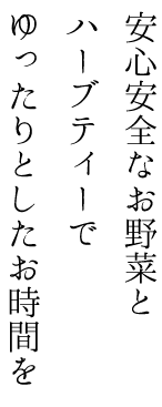 安心安全なお野菜とハーブティーでゆったりとしたお時間を